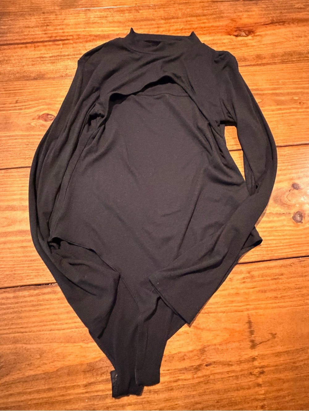Women’s Black Long-Sleeve Bodysuit with Mock Neck
